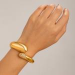 Trendy Chunky Gold Bangle – Geometric Water Drop Cuff